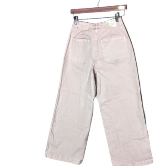 Women's High-Rise Wide Leg Cropped Jeans Pink - Picture 10 of 10